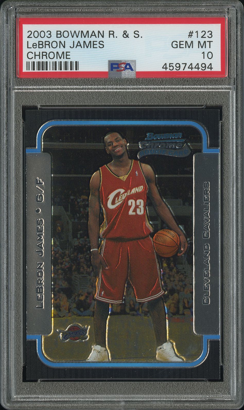 front card 2003 BOWMAN ROOKIES & STARS LeBRON JAMES CHROME PSA GEM MT 10