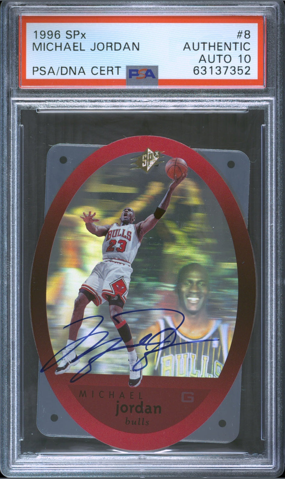 front card 1996 SPx MICHAEL JORDAN PSA AUTHENTIC