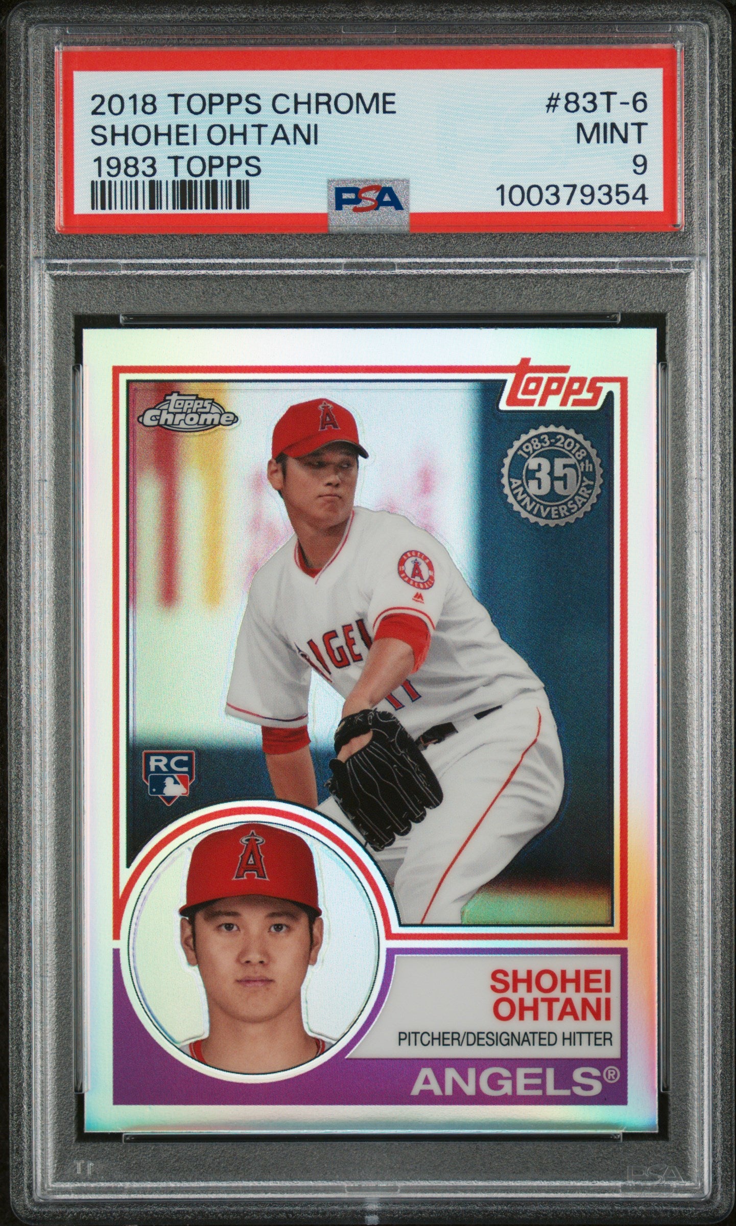 front card 2018 TOPPS CHROME 1983 TOPPS SHOHEI OHTANI 1983 TOPPS PSA MINT 9