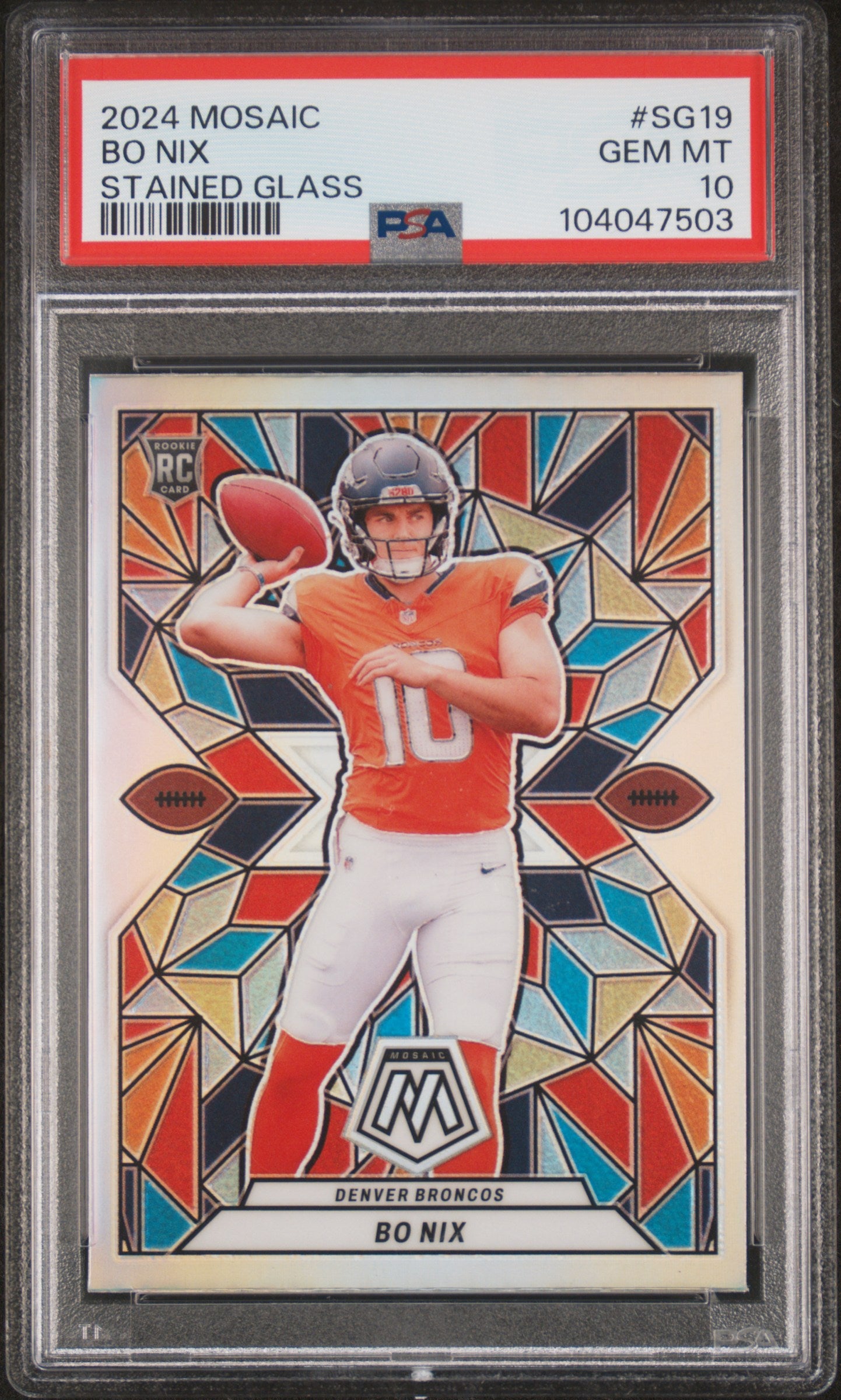 front card 2024 PANINI MOSAIC STAINED GLASS BO NIX PSA GEM MT 10