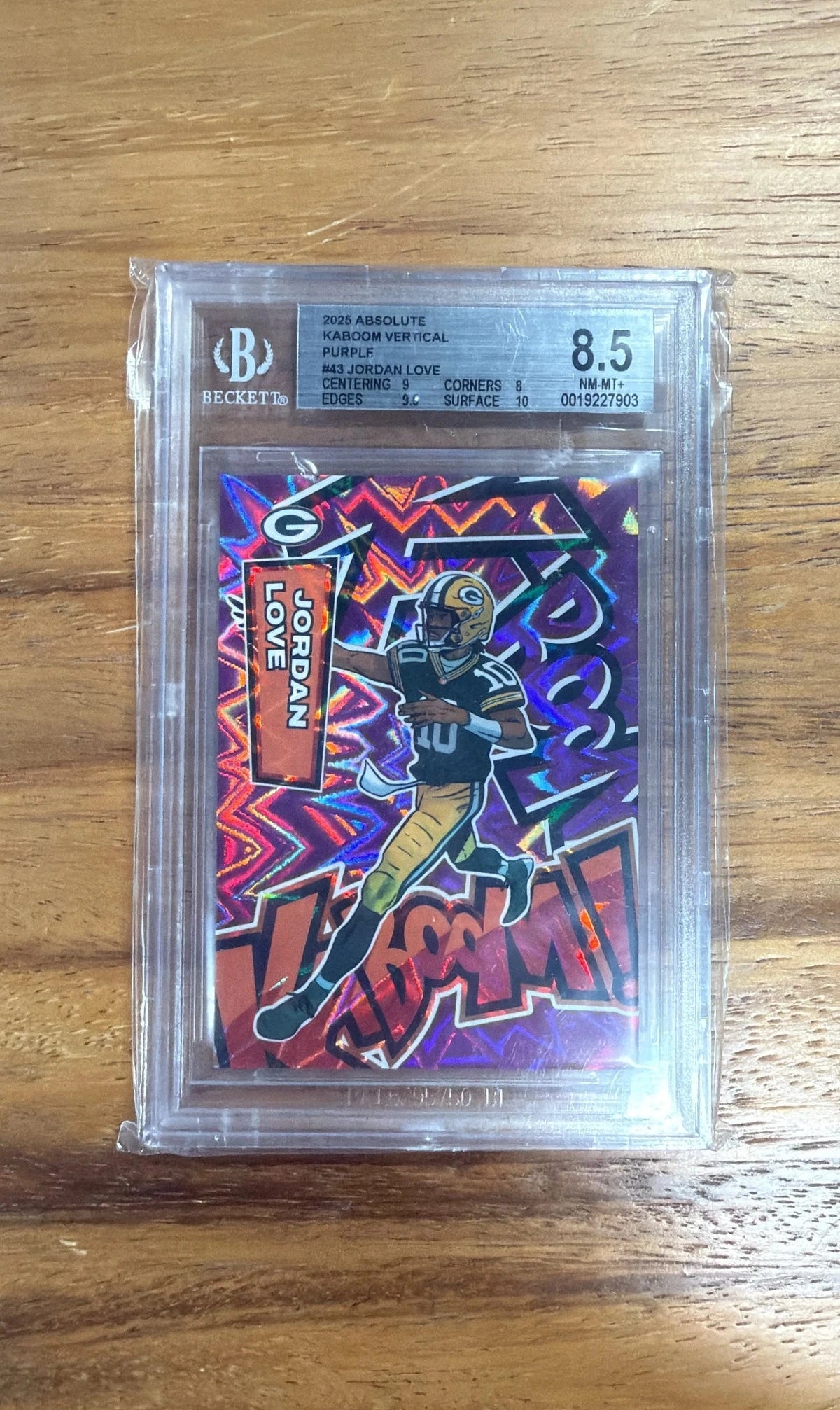 2025 Absolute Jordan Love Kaboom Vertical Purple BGS 8.5
