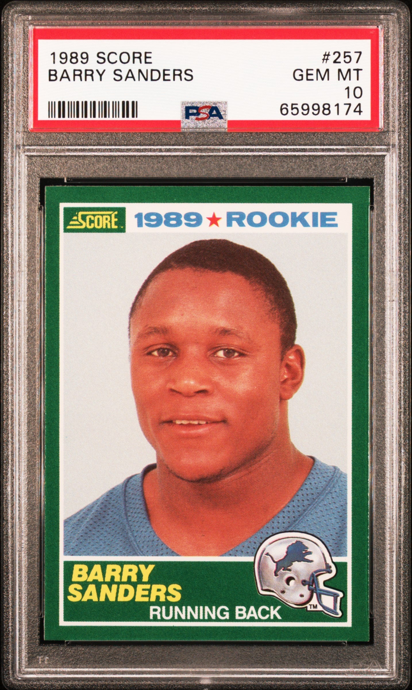 front card 1989 SCORE BARRY SANDERS PSA GEM MT 10