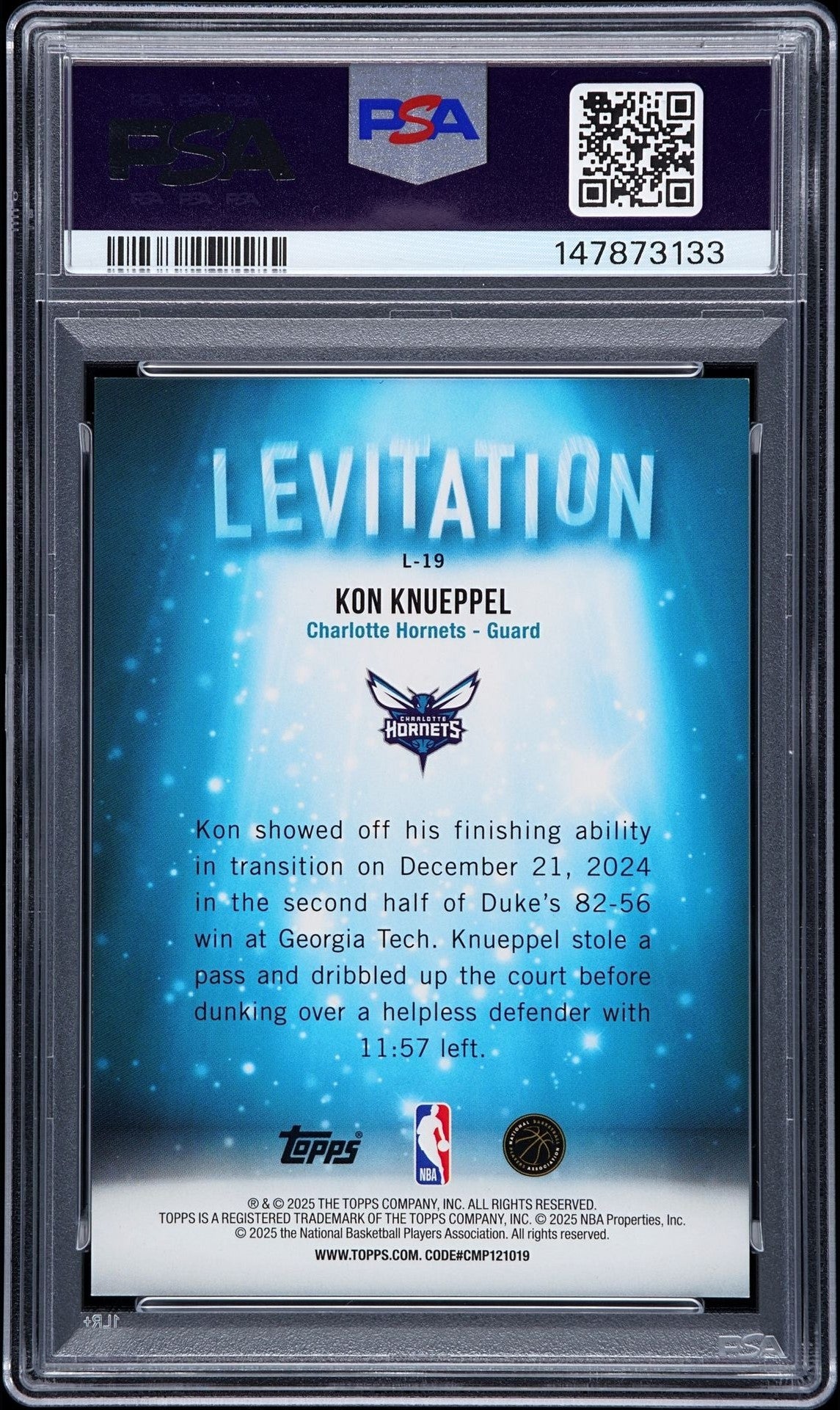 2025 TOPPS LEVITATION #L-19 KON KNUEPPEL LEVITATION-FOILFRACTOR 1/1 PSA 9