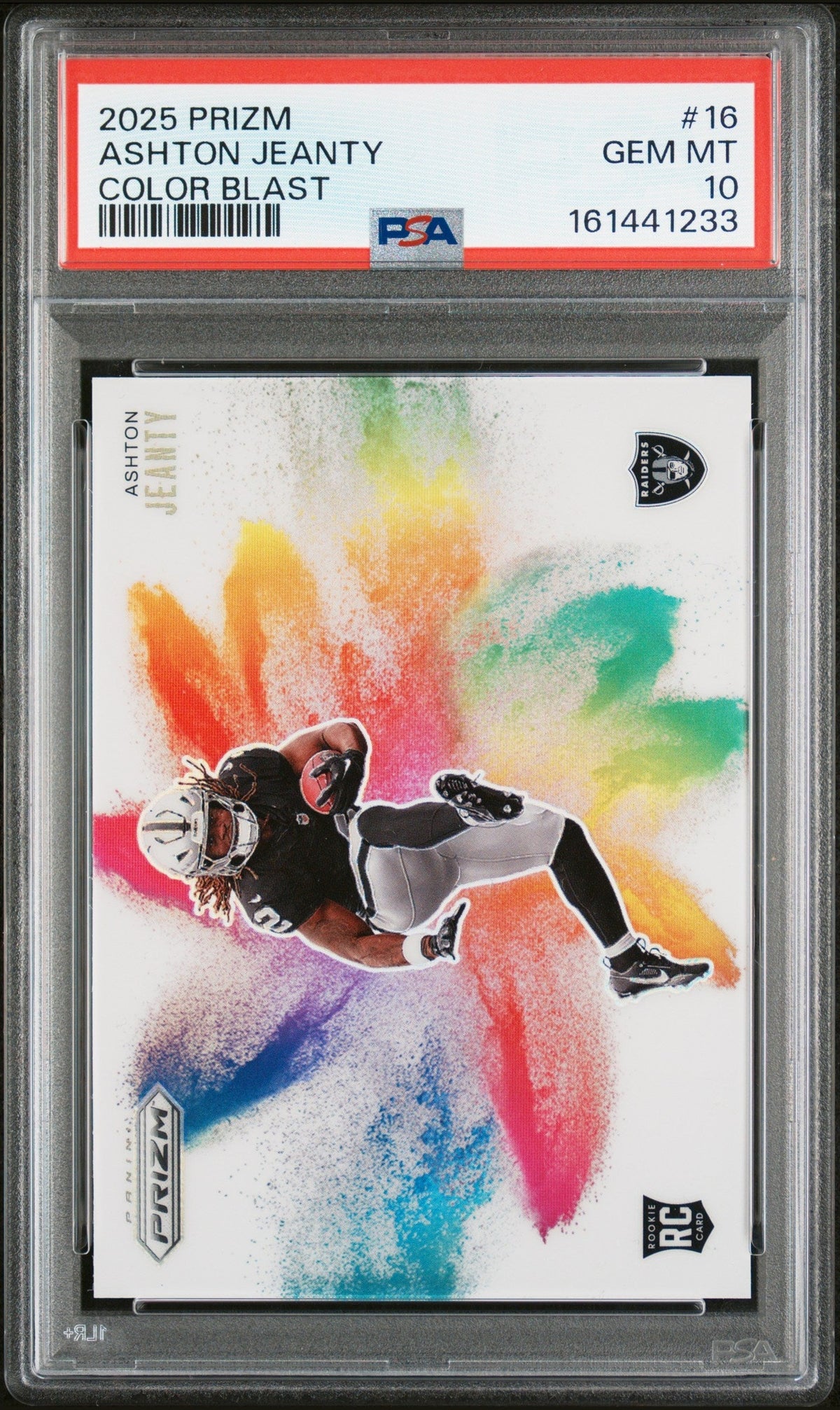 2025 PANINI PRIZM COLOR BLAST #16 ASHTON JEANTY PSA 10
