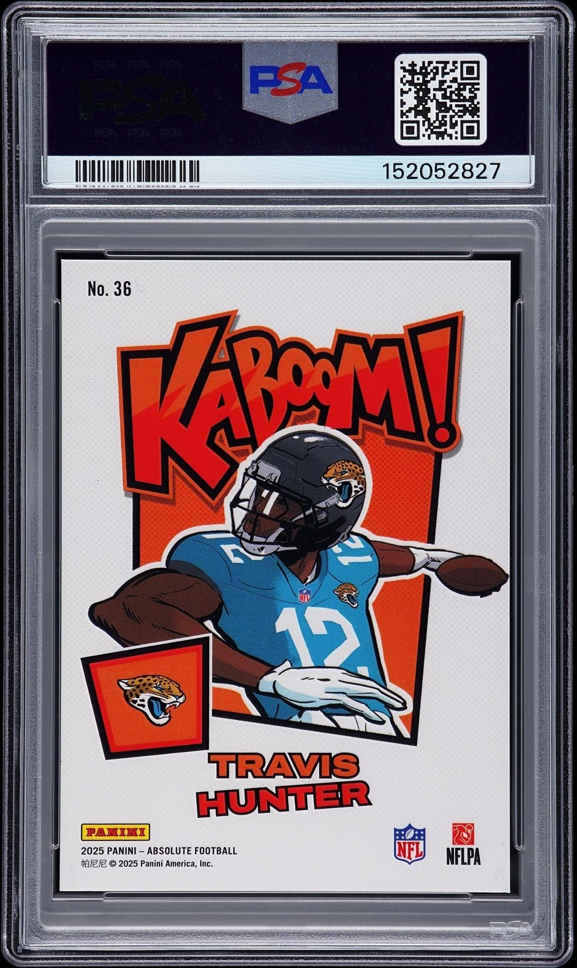 2025 PANINI ABSOLUTE KABOOM! VERTICAL #36 TRAVIS HUNTER VERTICAL-GOLD PSA 9