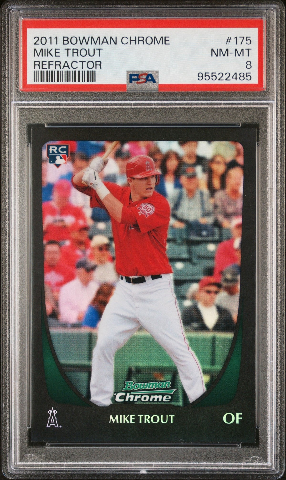 2011 BOWMAN CHROME #175 MIKE TROUT REFRACTOR PSA 8