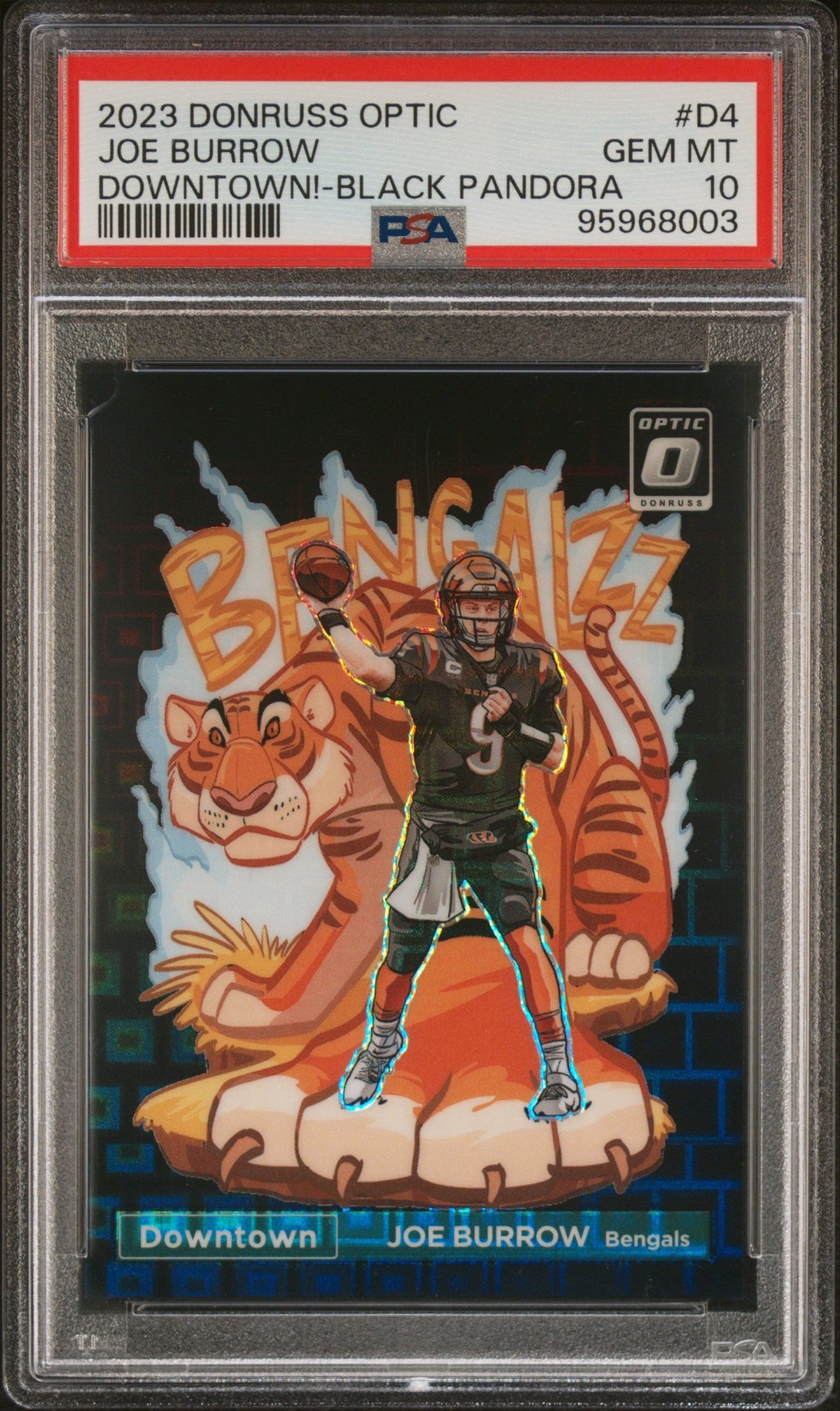 2023 DONRUSS OPTIC DOWNTOWN! #D4 JOE BURROW DOWNTOWN!-BLACK PANDORA PSA 10