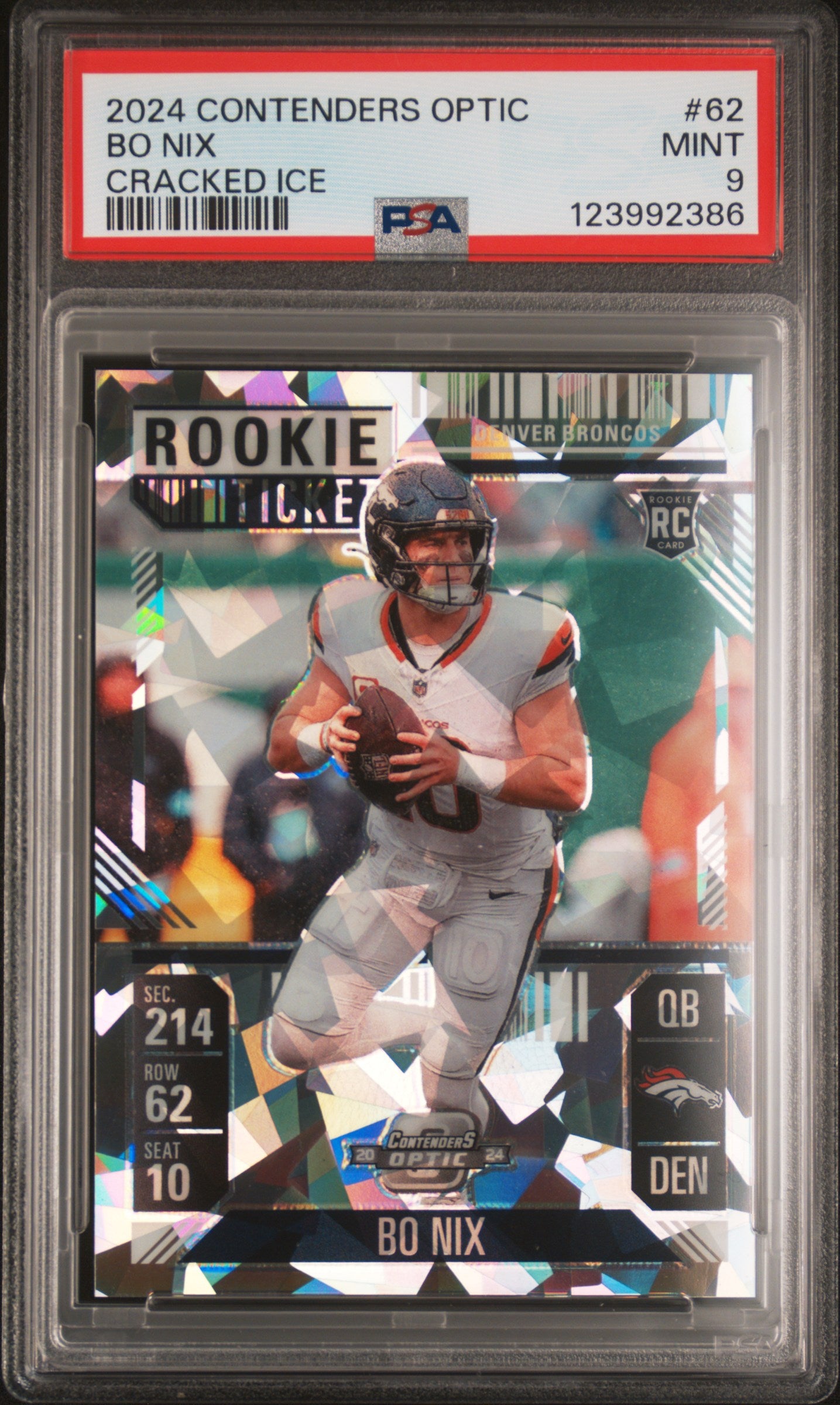 front card 2024 PANINI CONTENDERS OPTIC BO NIX CRACKED ICE PSA MINT 9