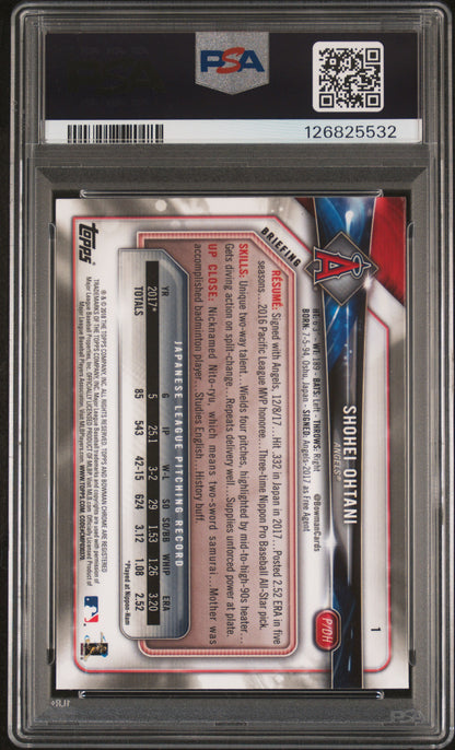 rear card 2018 BOWMAN CHROME SHOHEI OHTANI  PSA GEM MT 10 