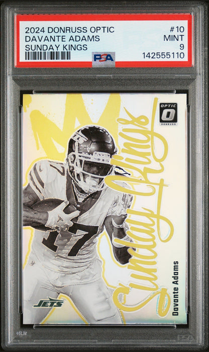 front card 2024 PANINI DONRUSS OPTIC SUNDAY KINGS DAVANTE ADAMS  PSA MINT 9 