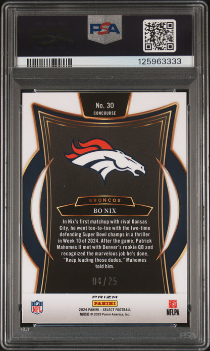 rear card 2024 PANINI SELECT BO NIX BLUE DISCO PSA GEM MT 10 