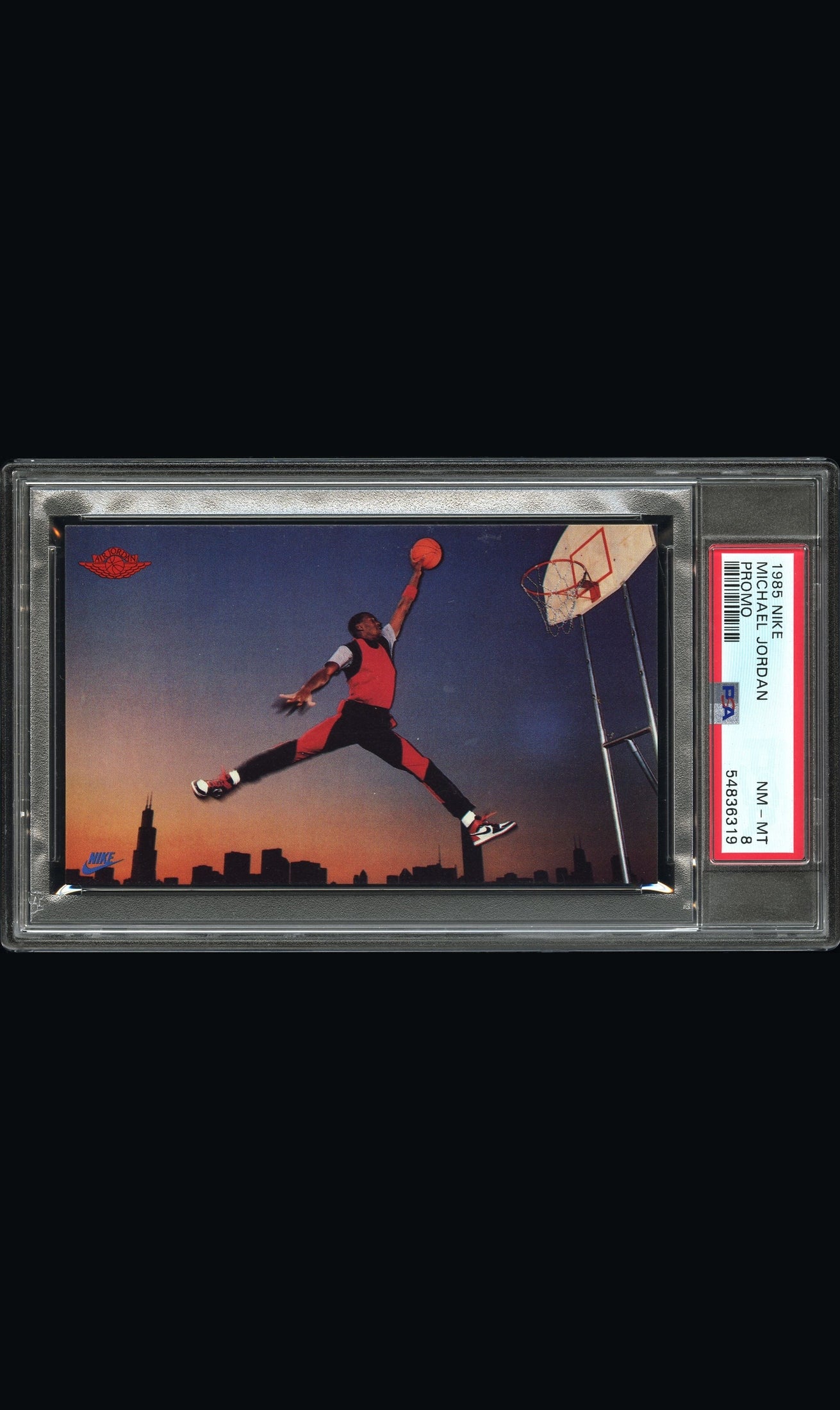 front card 1985 NIKE MICHAEL JORDAN PROMO PSA NM-MT 8 