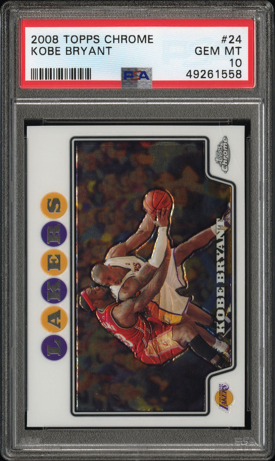 front card 2008 TOPPS CHROME KOBE BRYANT  PSA GEM MT 10 