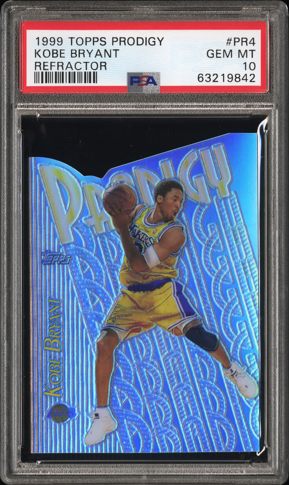 front card 1999 TOPPS PRODIGY KOBE BRYANT REFRACTOR PSA GEM MT 10 