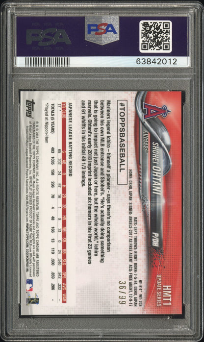 rear card 2018 TOPPS CHROME UPDATE SHOHEI OHTANI UPDATE-X-FRACTOR PSA GEM MT 10 