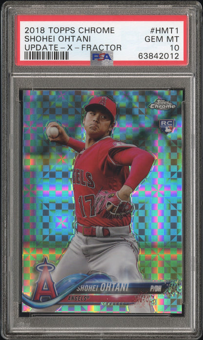 front card 2018 TOPPS CHROME UPDATE SHOHEI OHTANI UPDATE-X-FRACTOR PSA GEM MT 10 