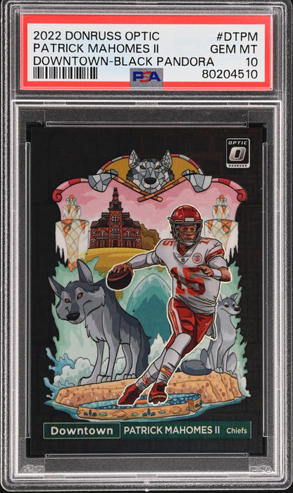 2022 Donruss Optic Downtown Patrick Mahomes II Downtown-Black Pandora GEM MT 10