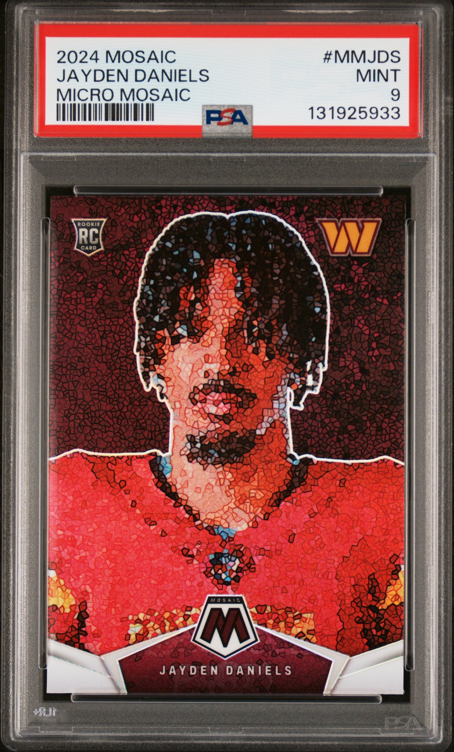 front card 2024 PANINI MOSAIC MICRO MOSAIC JAYDEN DANIELS  PSA MINT 9 