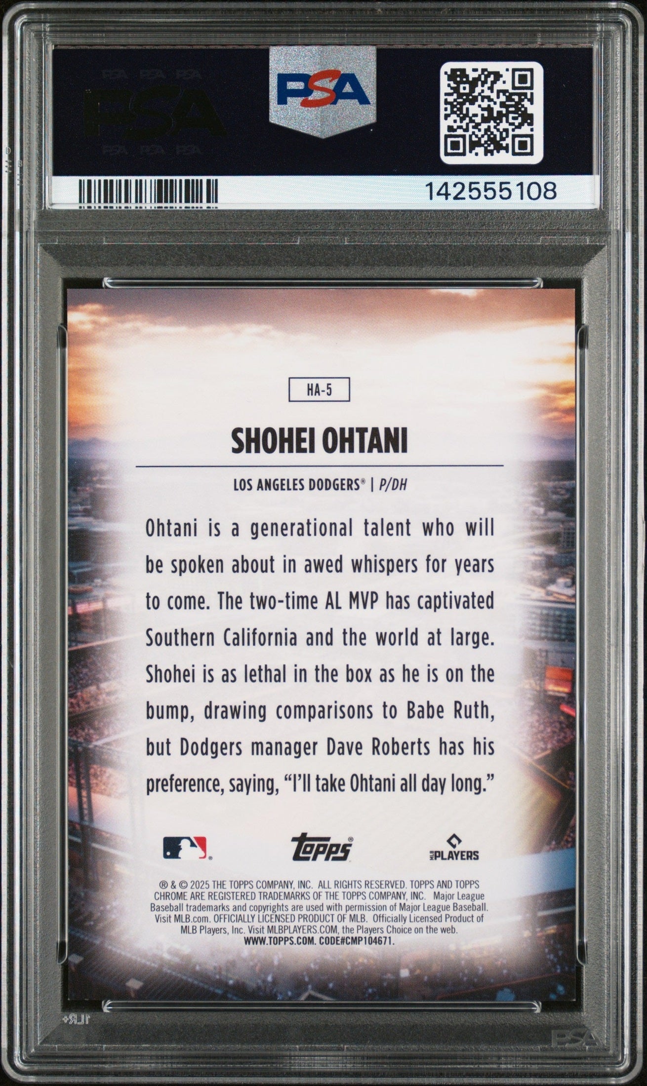 rear card 2025 TOPPS CHROME HOME FIELD ADVANTAGE SHOHEI OHTANI  PSA MINT 9 