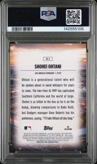 rear card 2025 TOPPS CHROME HOME FIELD ADVANTAGE SHOHEI OHTANI  PSA MINT 9 