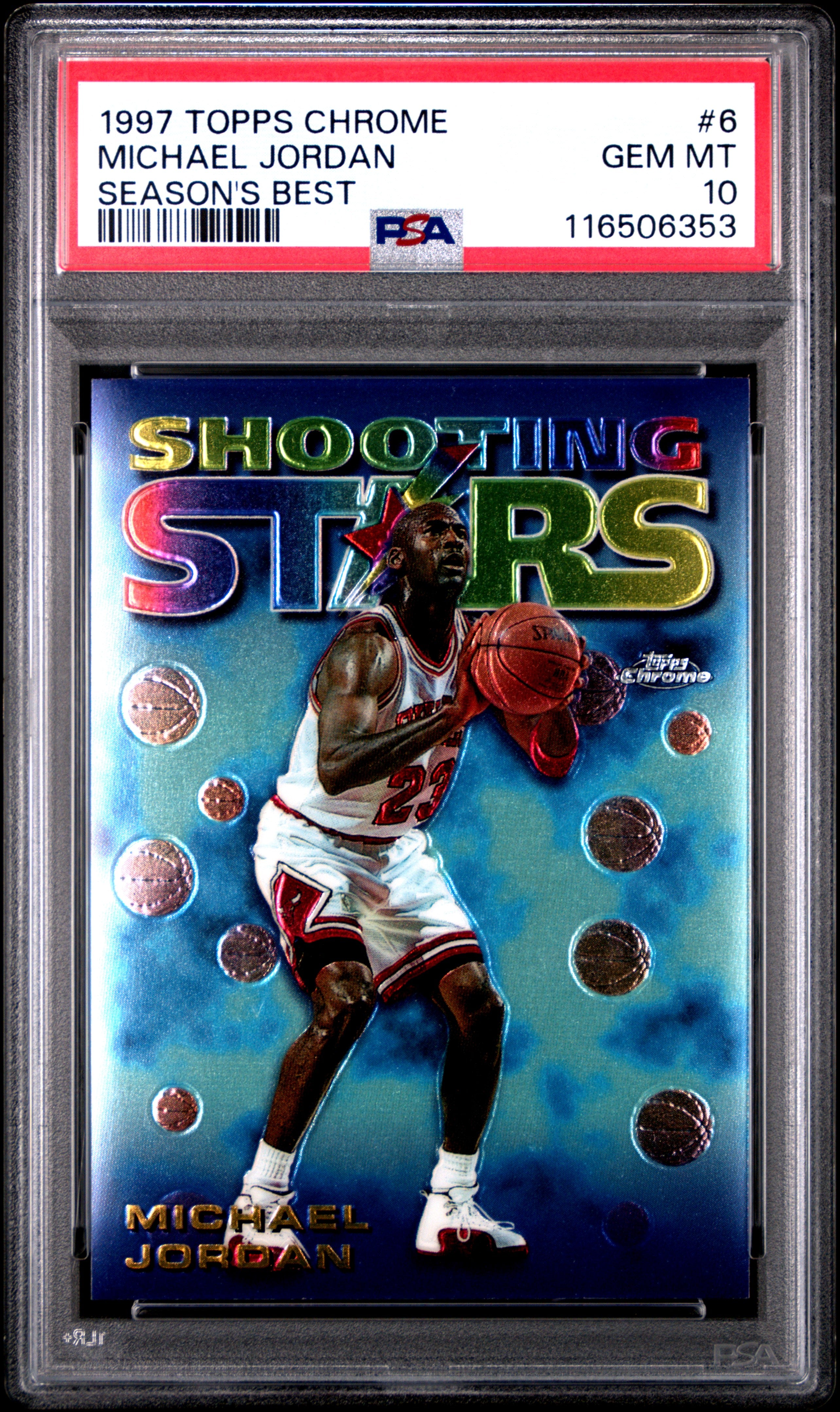 front card 1997 TOPPS CHROME SEASON'S BEST MICHAEL JORDAN SEASON'S BEST PSA GEM MT 10 
