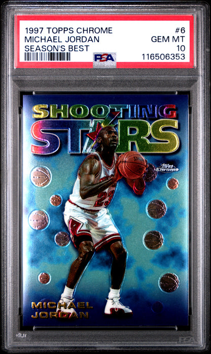 front card 1997 TOPPS CHROME SEASON'S BEST MICHAEL JORDAN SEASON'S BEST PSA GEM MT 10 