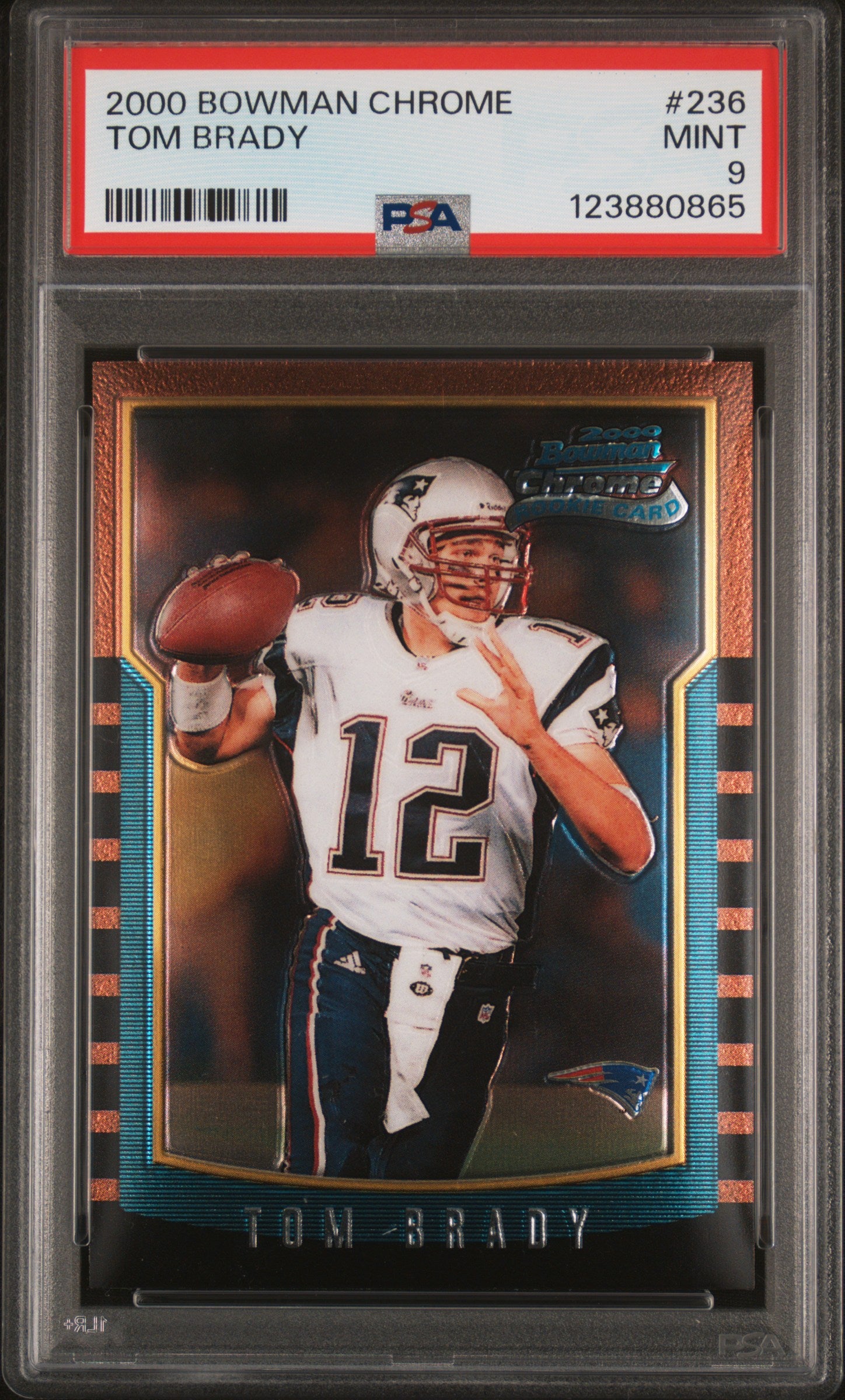 front card 2000 BOWMAN CHROME TOM BRADY  PSA MINT 9 