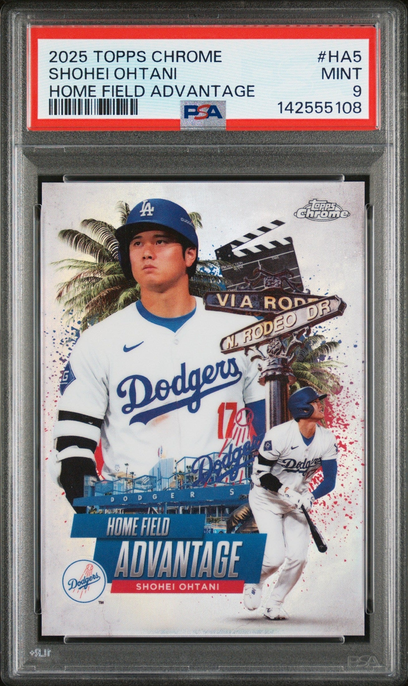 front card 2025 TOPPS CHROME HOME FIELD ADVANTAGE SHOHEI OHTANI  PSA MINT 9 