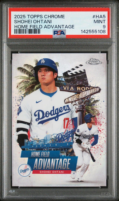 front card 2025 TOPPS CHROME HOME FIELD ADVANTAGE SHOHEI OHTANI  PSA MINT 9 