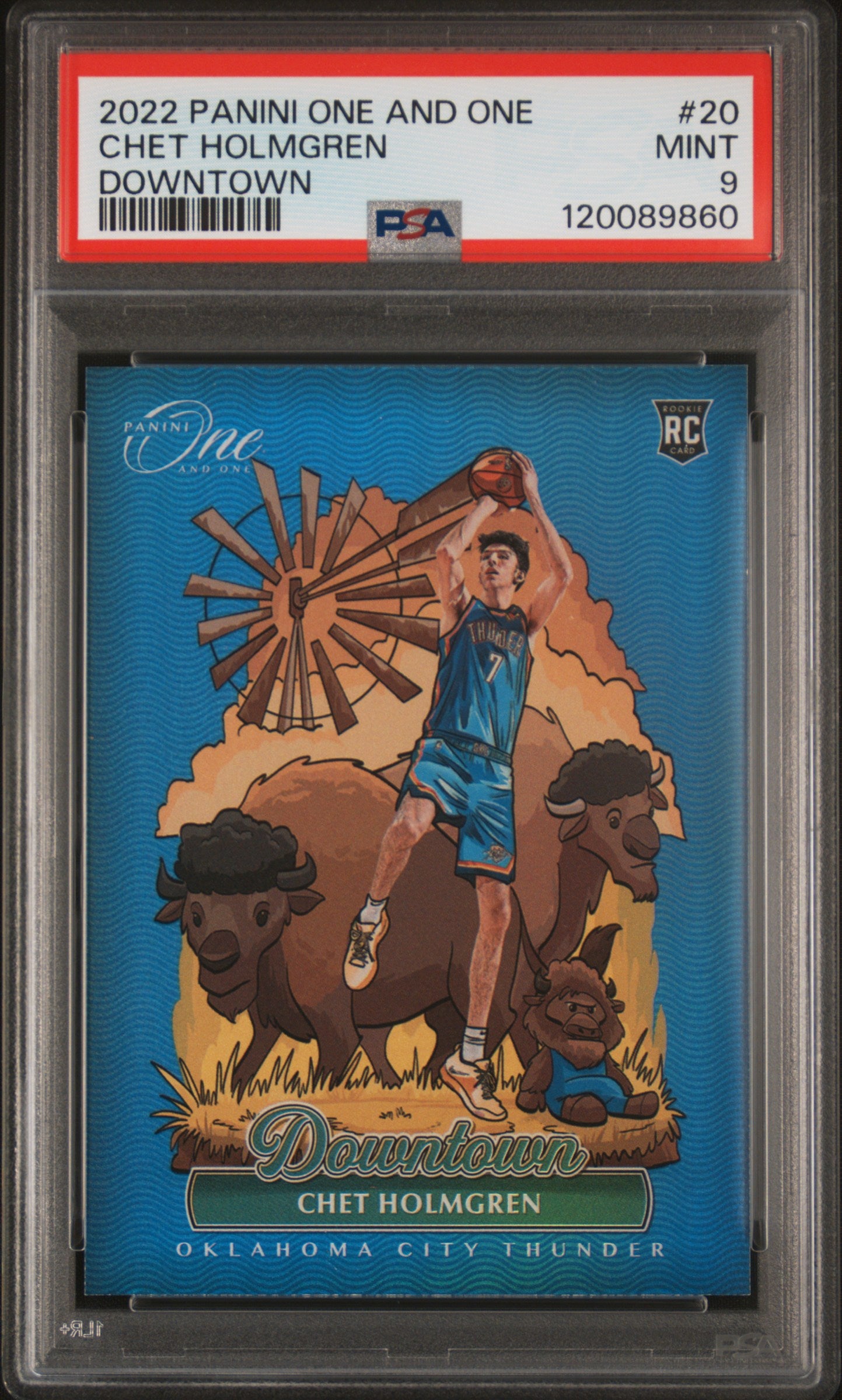 front card 2022 PANINI ONE AND ONE DOWNTOWN CHET HOLMGREN  PSA MINT 9 