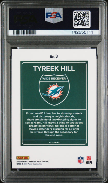 rear card 2024 PANINI DONRUSS OPTIC DOWNTOWN! TYREEK HILL  PSA MINT 9 