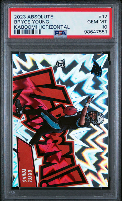 front card 2023 PANINI ABSOLUTE KABOOM! HORIZONTAL BRYCE YOUNG  PSA GEM MT 10 