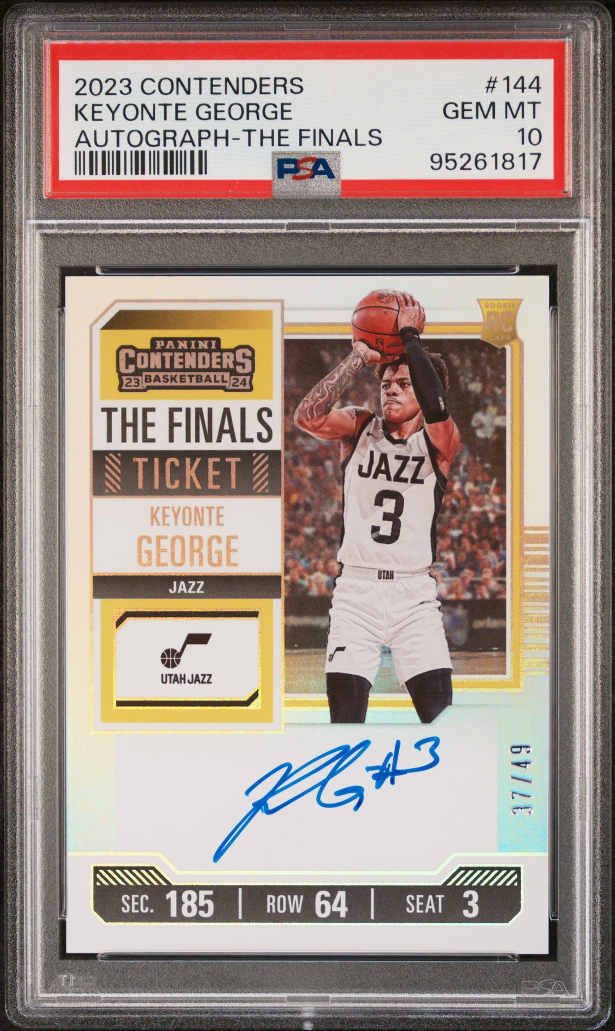 2023 Panini Contenders Autograph-The Finals Keyonte George #144 PSA 10