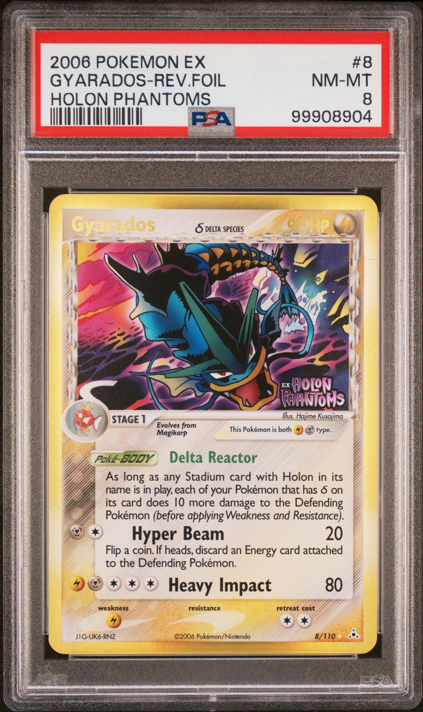 front card 2006 POKEMON EX HOLON PHANTOMS GYARADOS-REV.FOIL HOLON PHANTOMS PSA NM-MT 8 