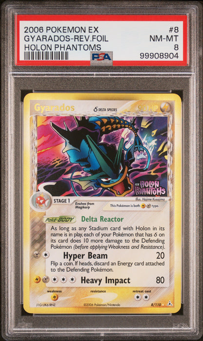 front card 2006 POKEMON EX HOLON PHANTOMS GYARADOS-REV.FOIL HOLON PHANTOMS PSA NM-MT 8 