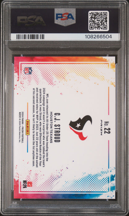 rear card 2024 PANINI PRIZM COLOR BLAST CJ STROUD  PSA GEM MT 10 