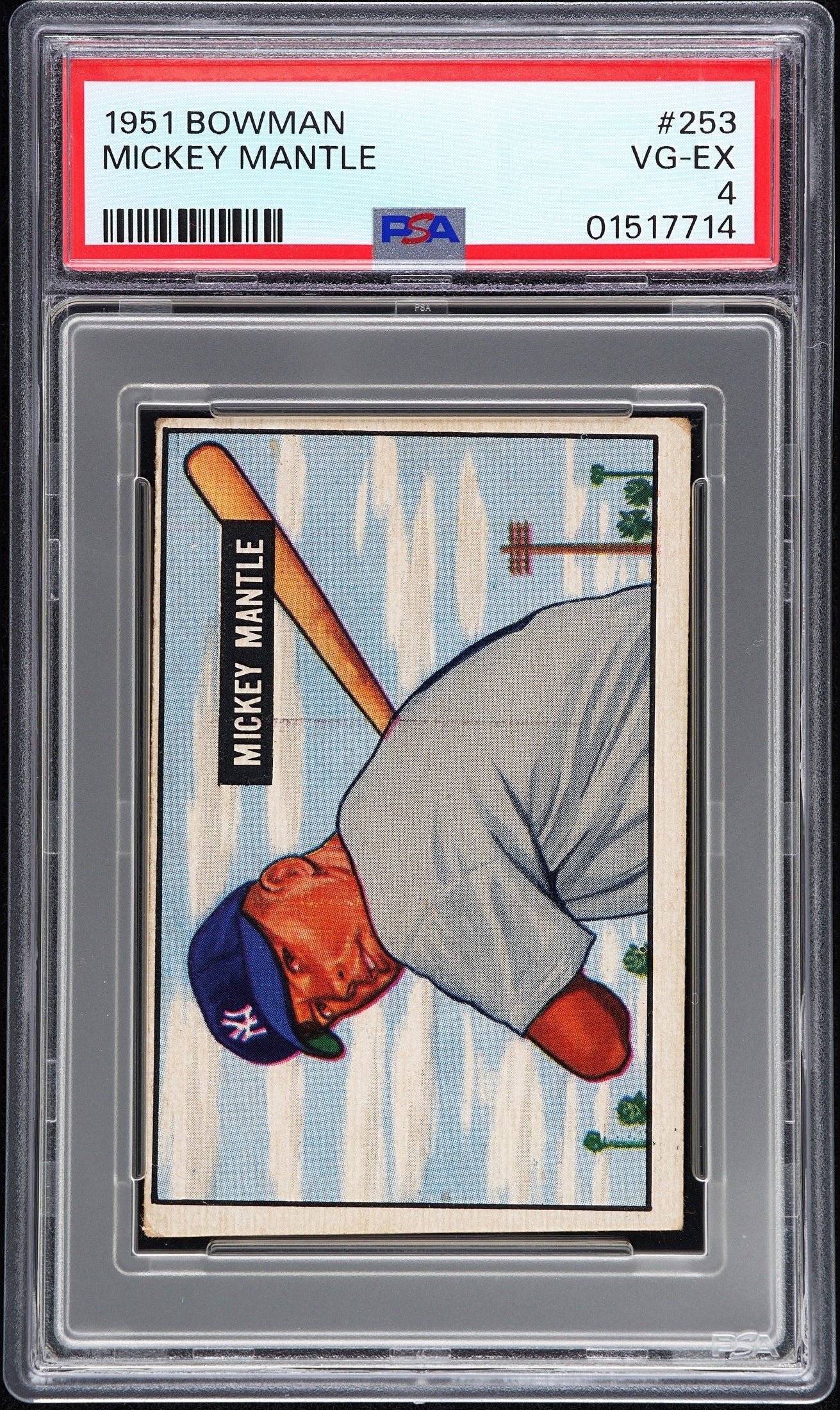 front card 1951 BOWMAN MICKEY MANTLE  PSA VG-EX 4 
