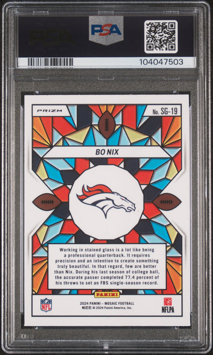 rear card 2024 PANINI MOSAIC STAINED GLASS BO NIX  PSA GEM MT 10 