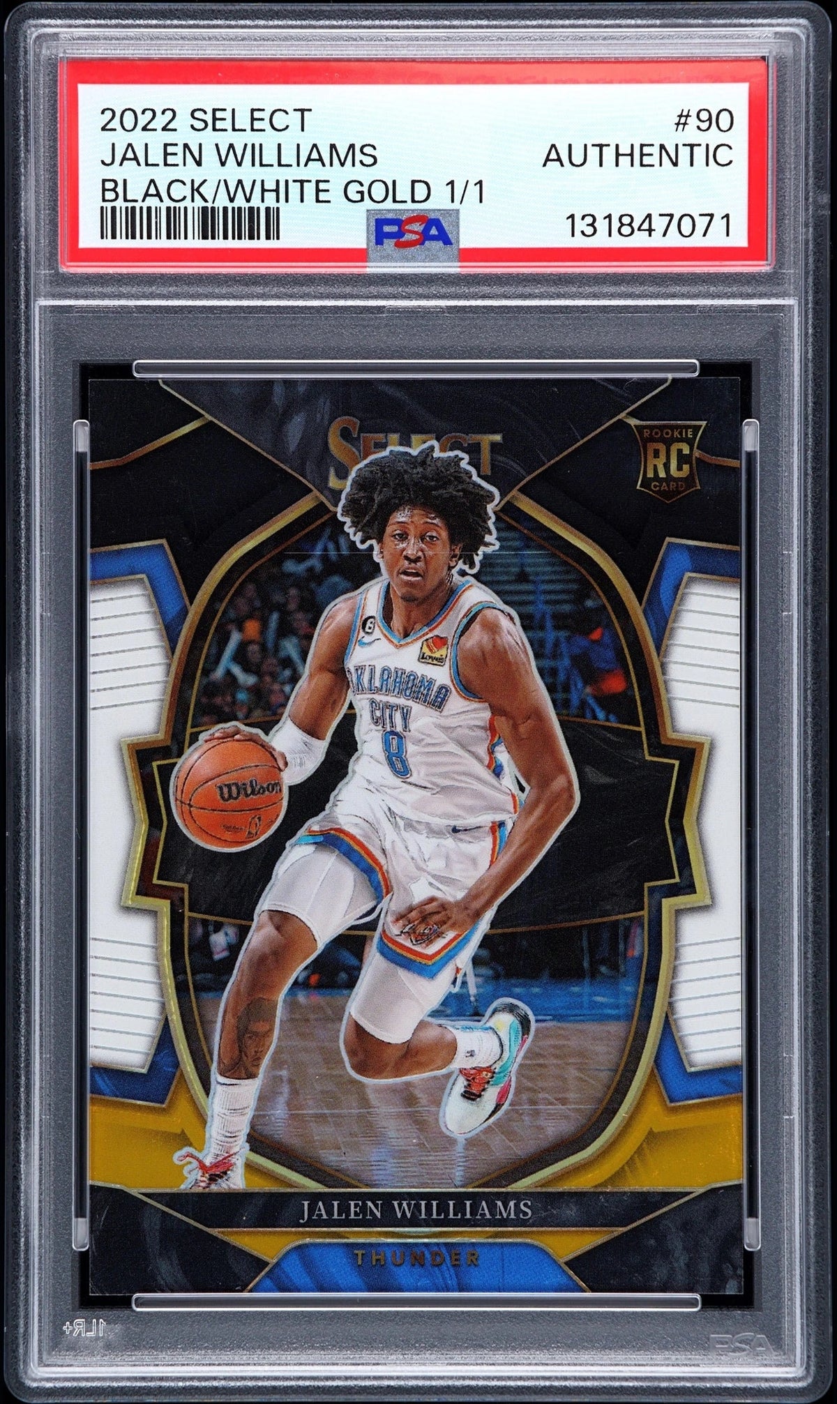 2022 Panini Select Black / White Gold 1/1 Jalen Williams #90 PSA Authentic