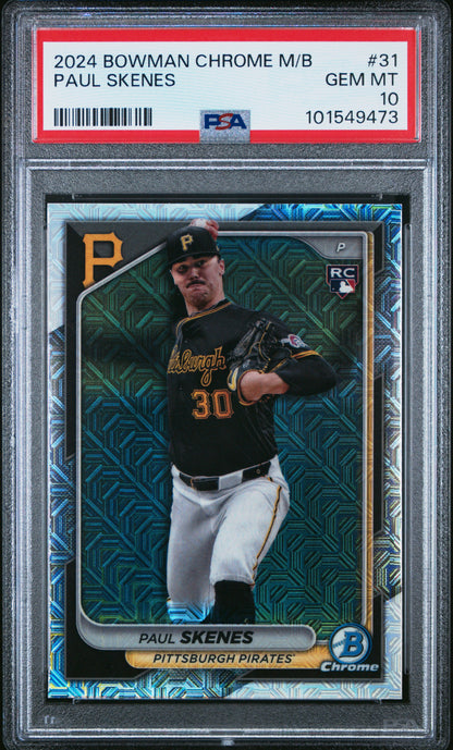 front card 2024 BOWMAN CHROME MEGA BOX PAUL SKENES  PSA GEM MT 10 