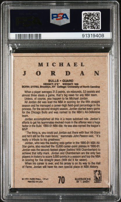 rear card 1991 FLEER WHEATIES HAND CUT MICHAEL JORDAN HAND CUT PSA GEM MT 10 