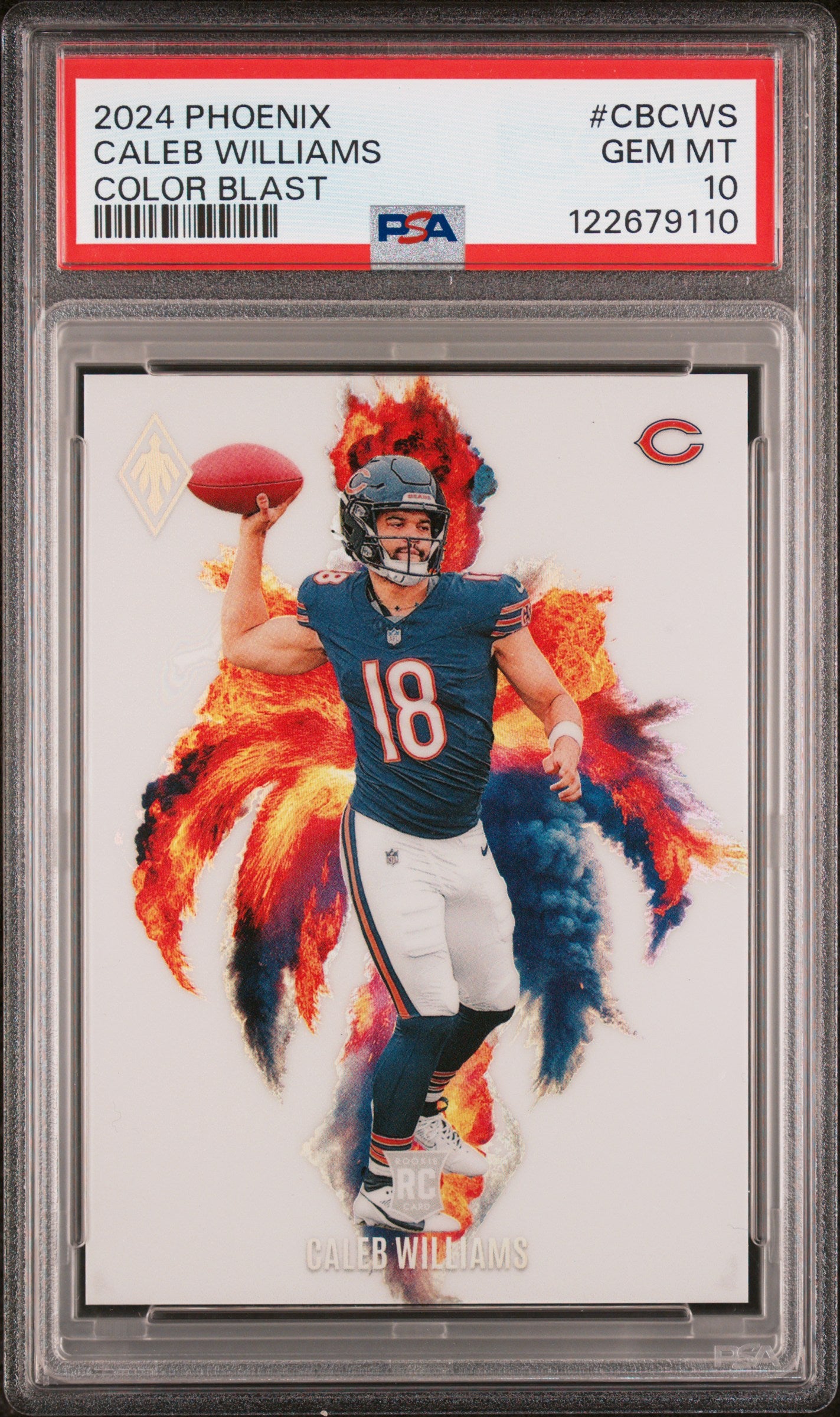 front card 2024 PANINI PHOENIX COLOR BLAST CALEB WILLIAMS  PSA GEM MT 10 