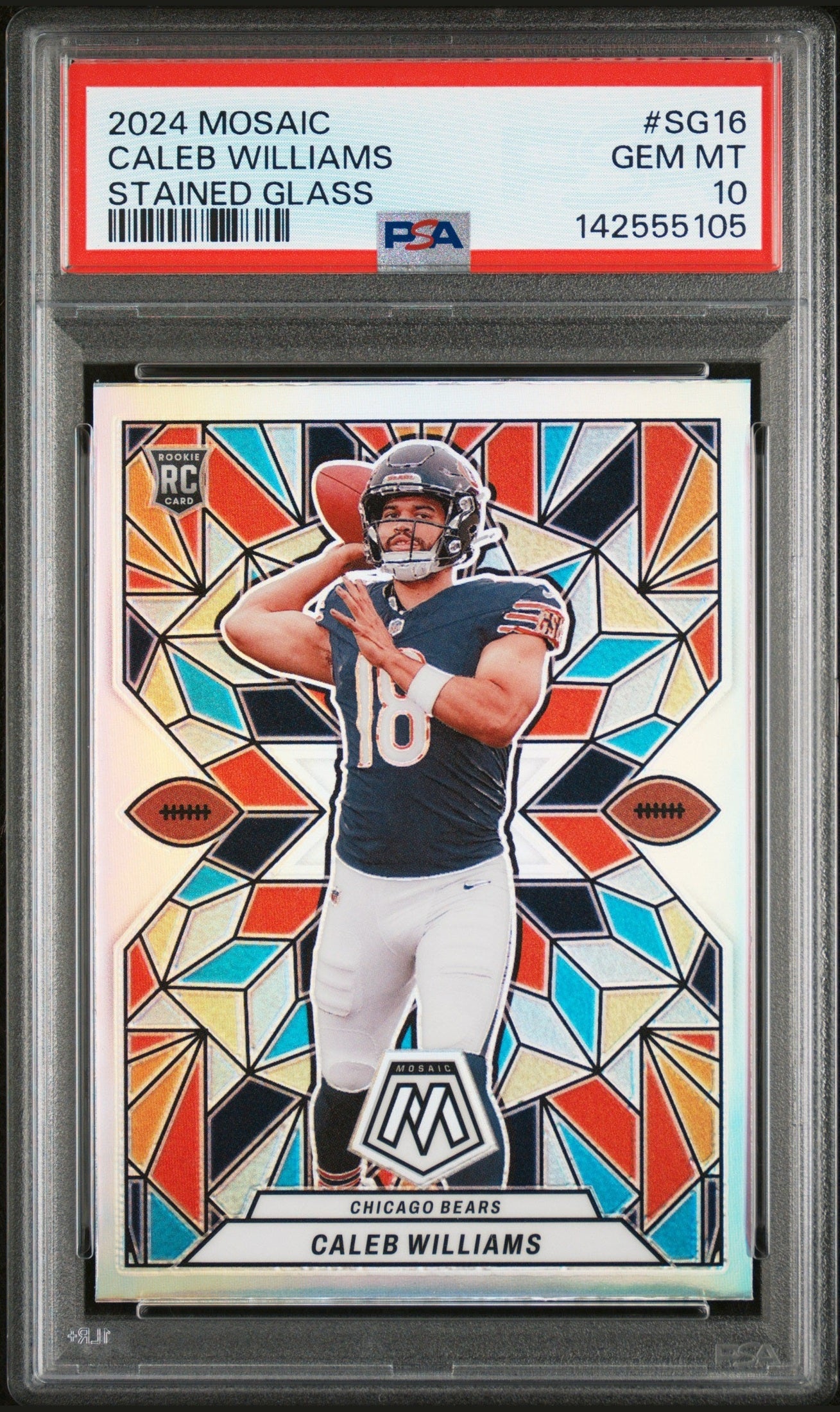 front card 2024 PANINI MOSAIC STAINED GLASS CALEB WILLIAMS  PSA GEM MT 10 