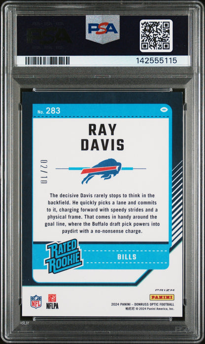 rear card 2024 PANINI DONRUSS OPTIC RAY DAVIS GOLD PSA MINT 9 