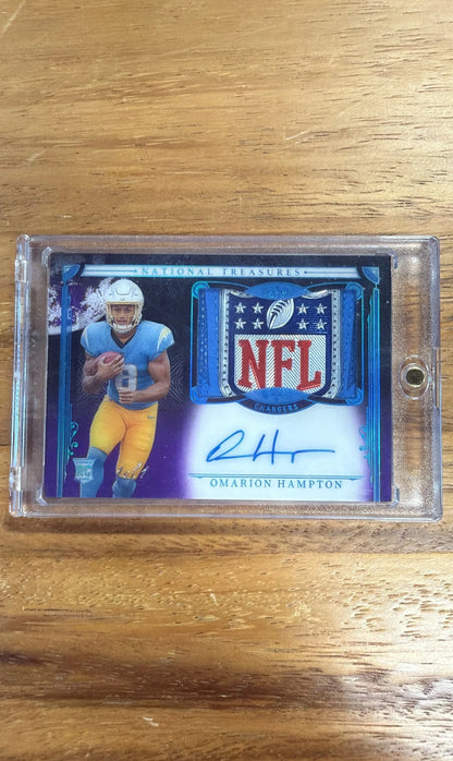 2025 NATIONAL TREASURES OMARION HAMPTON MIDNIGHT SHIELD AUTO 1/1
