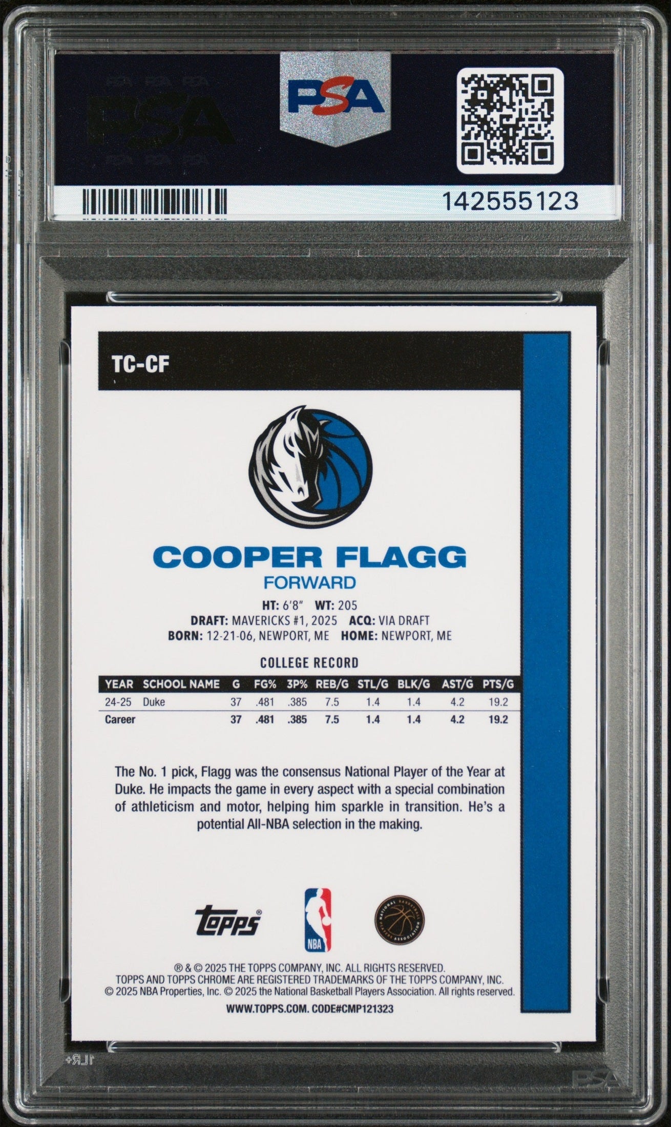 rear card 2025 TOPPS SILVER PACK 1980-81 TOPPS CHROME BASKETBALL COOPER FLAGG  PSA GEM MT 10 
