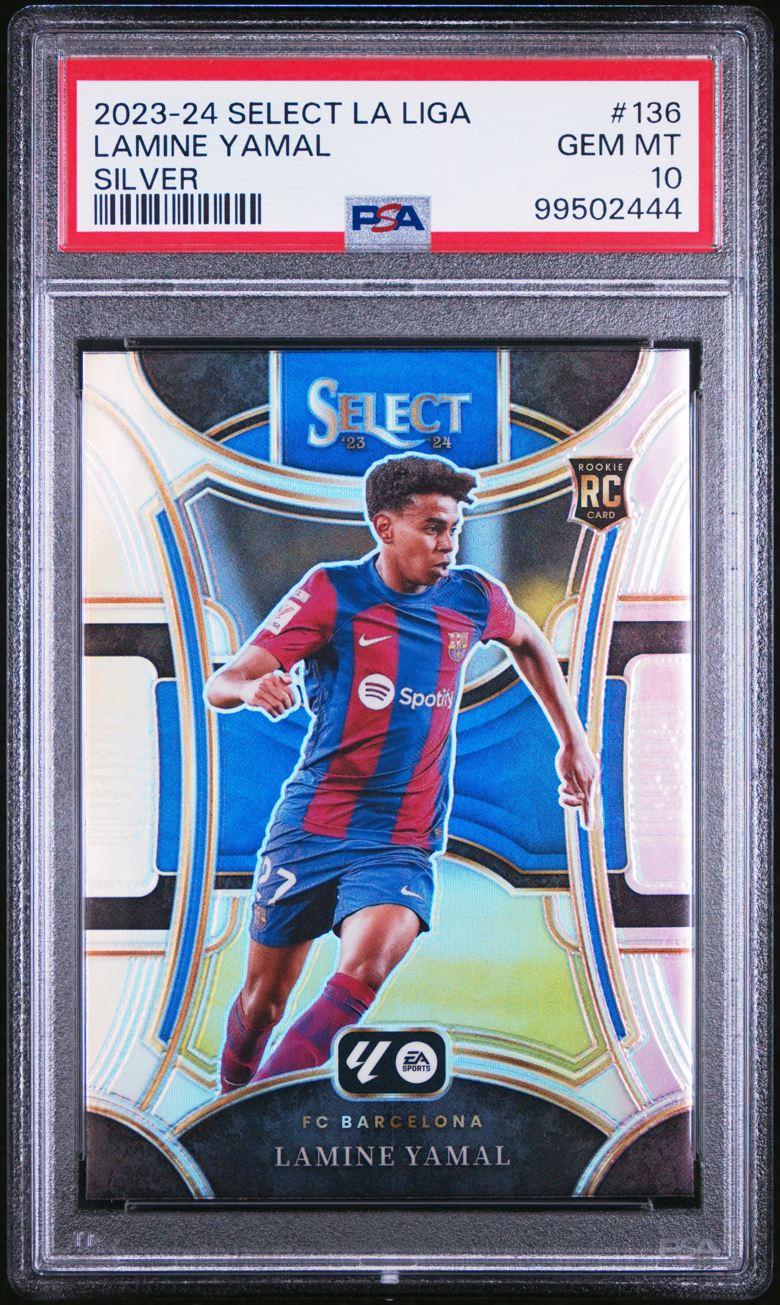 front card 2023-24 PANINI SELECT LA LIGA LAMINE YAMAL SILVER PSA GEM MT 10 