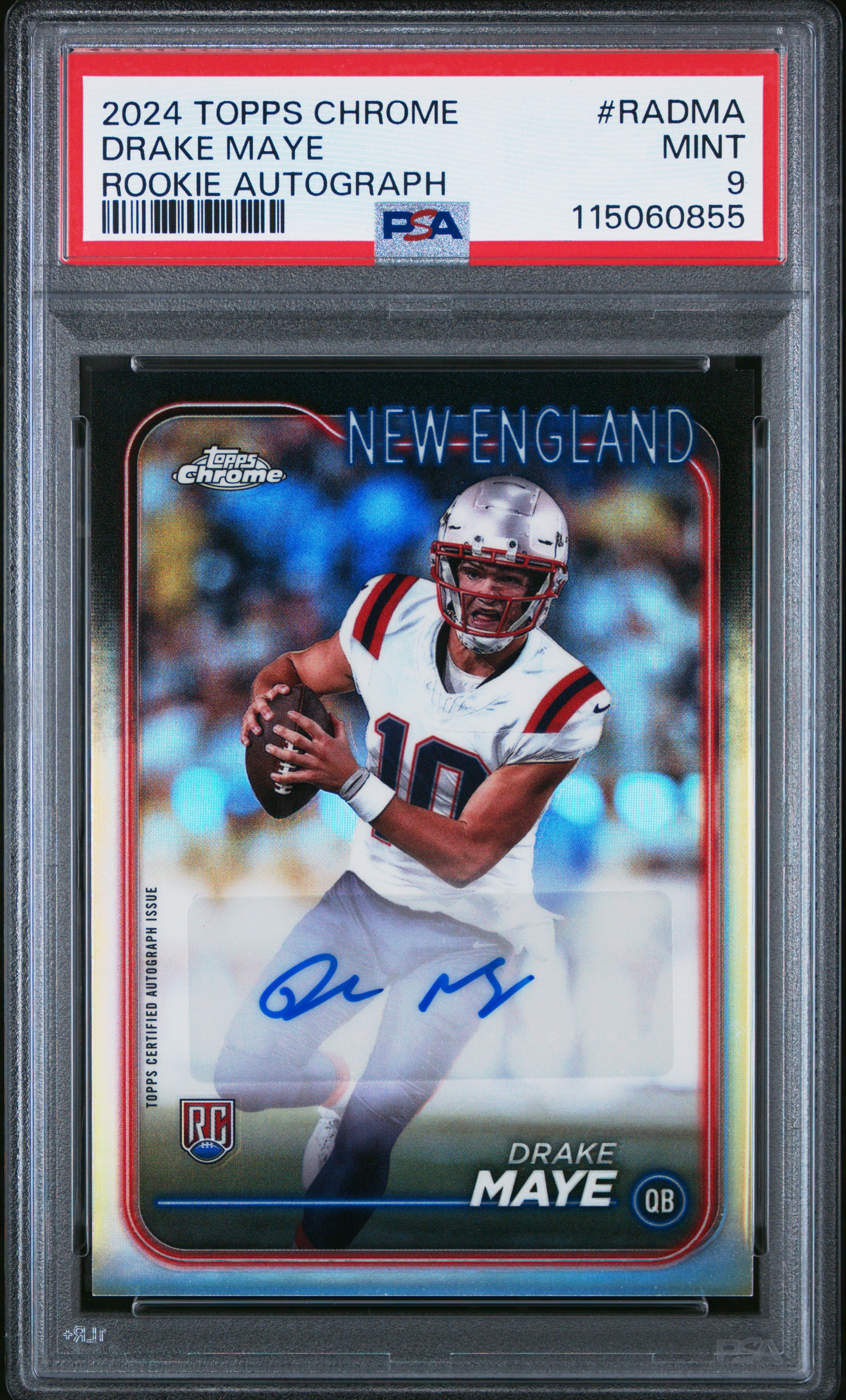 front card 2024 TOPPS CHROME ROOKIE AUTOGRAPHS VARIATIONS DRAKE MAYE  PSA MINT 9 