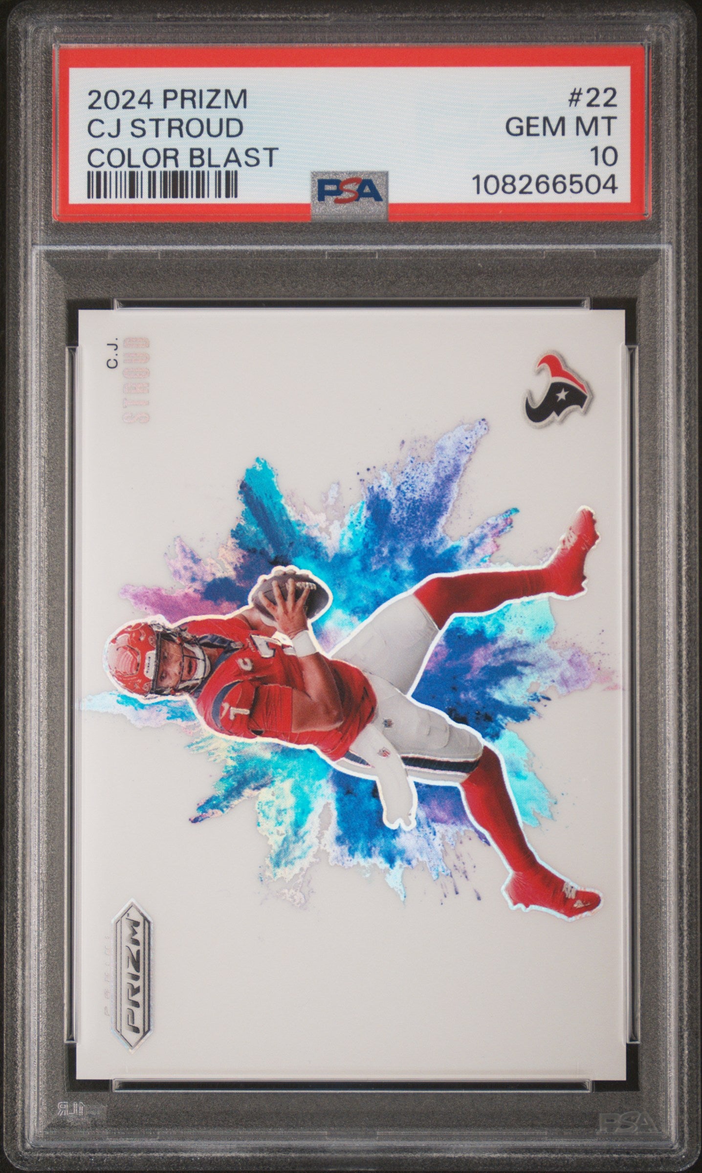 front card 2024 PANINI PRIZM COLOR BLAST CJ STROUD  PSA GEM MT 10 