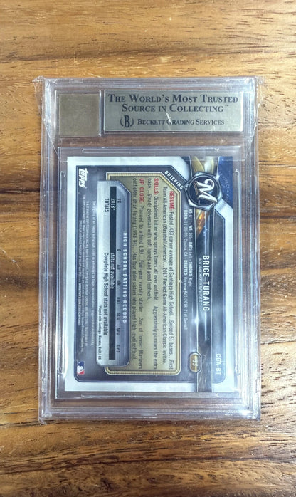2018 Bowman Chrome Draft Orange Refractors Brice Turang/25 #CDABT BGS 9.5